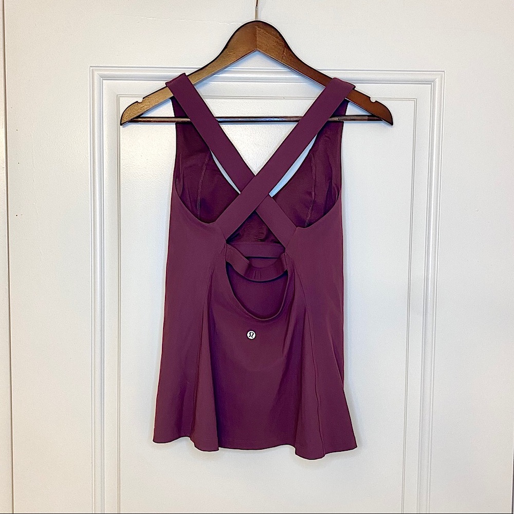 🍇 Lululemon Purple/Plum Criss Cross Back Tank w/ Built-In Bra – Size 4 💜